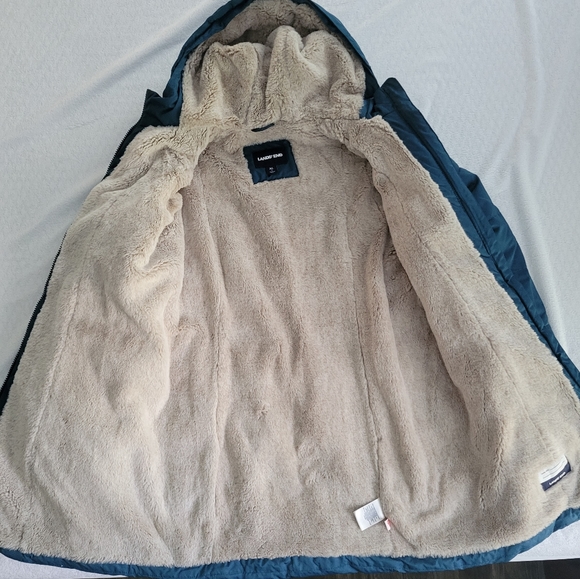 Land's End faux fur teal coat - Picture 2 of 6